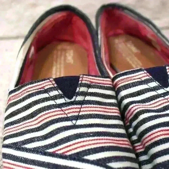 TOMS Alpargata Striped Slip On Espadrille Flat Raffia Sole Shoes Women Size 7.5 - Picture 5 of 11